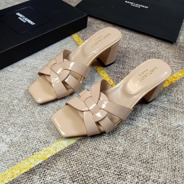 YSL Tribute Sandal Nude Patent Leather - Heels