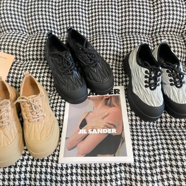 MIU Embroidered Thick Sole Sneakers - Sneakers