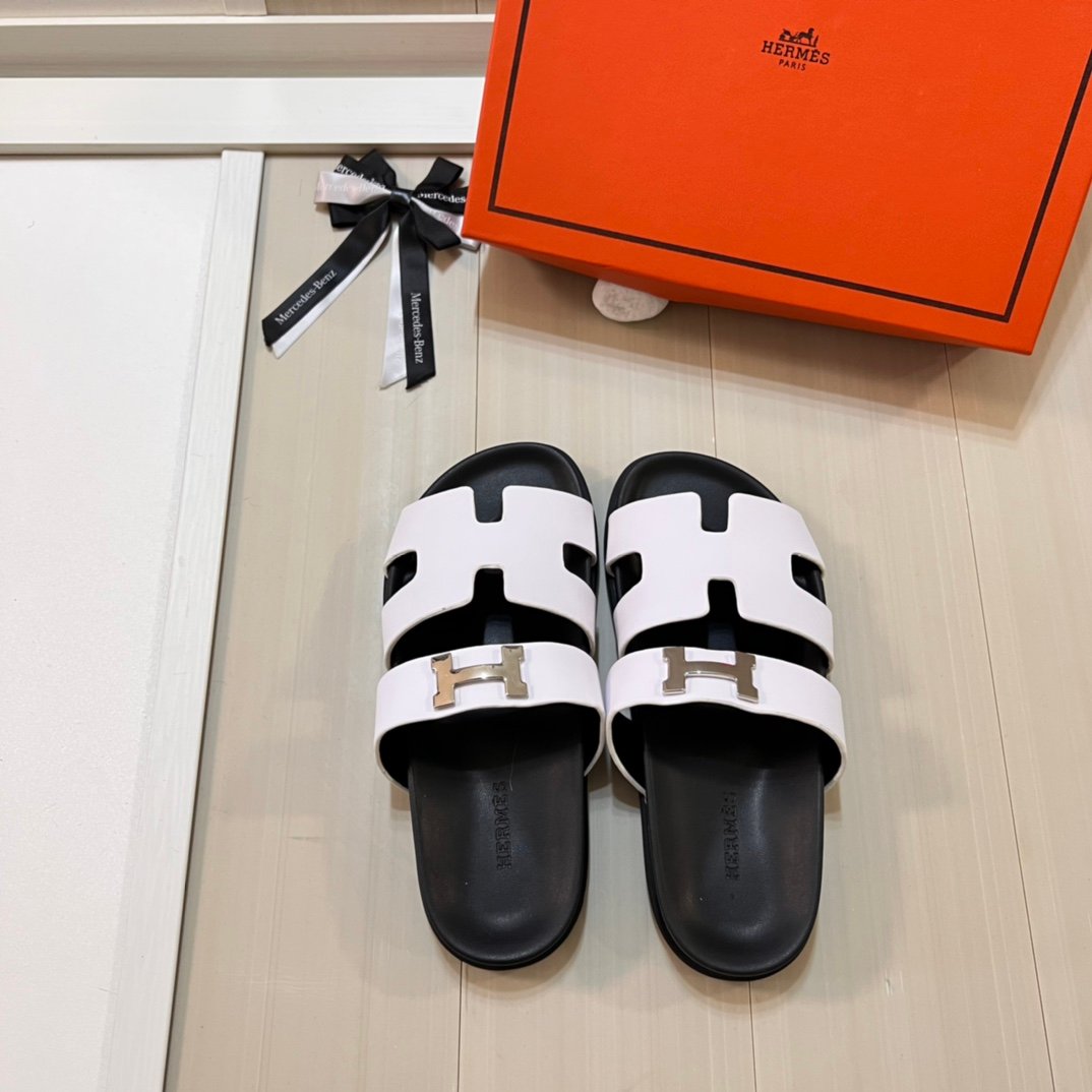 HM Izmir Sandals White/Black Leather - Sandals - Image 8