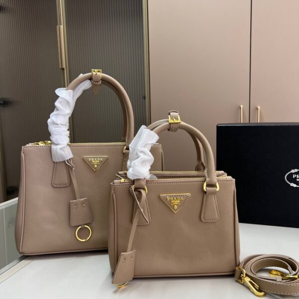 PR Galleria Saffiano Small Beige, Red, White Leather - Bag