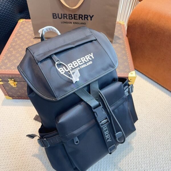 BBR Logo Print ECONYL® Backpack Black and Beige - Backpack