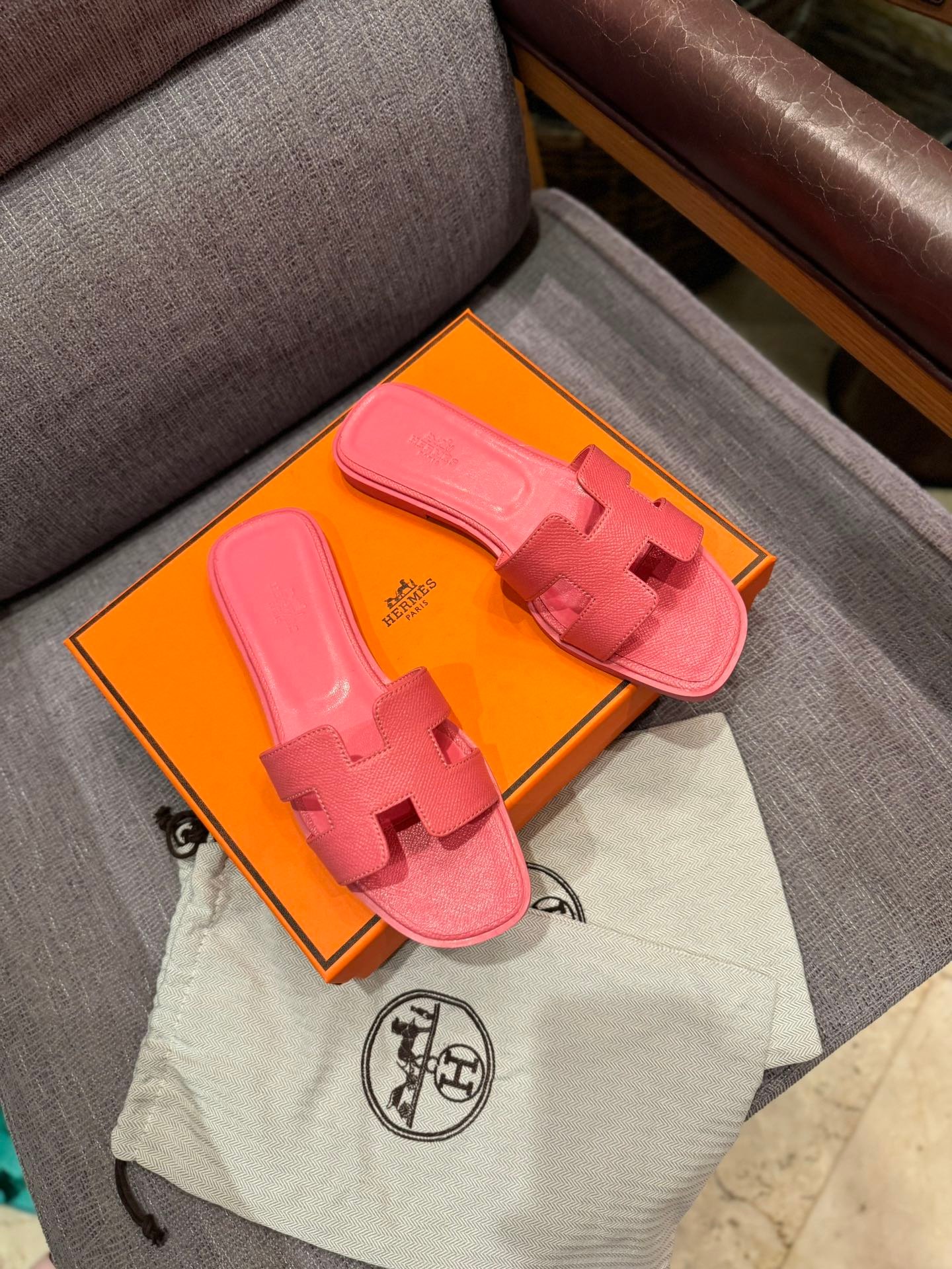 HM Oran Sandals Pink Leather - Slides - Image 5