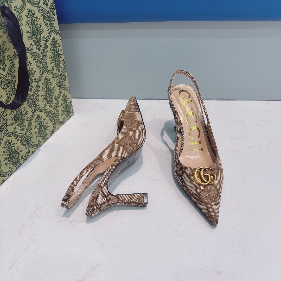 GG Double G Slingback Pump Beige GG Canvas - Heels - Image 5