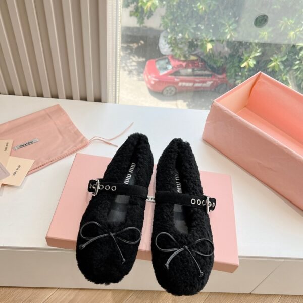 MIU Furry Ballet Flats - Shoes