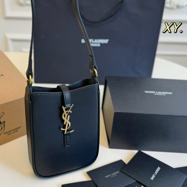 YSL Monogram Phone Holder Black Leather - Bag