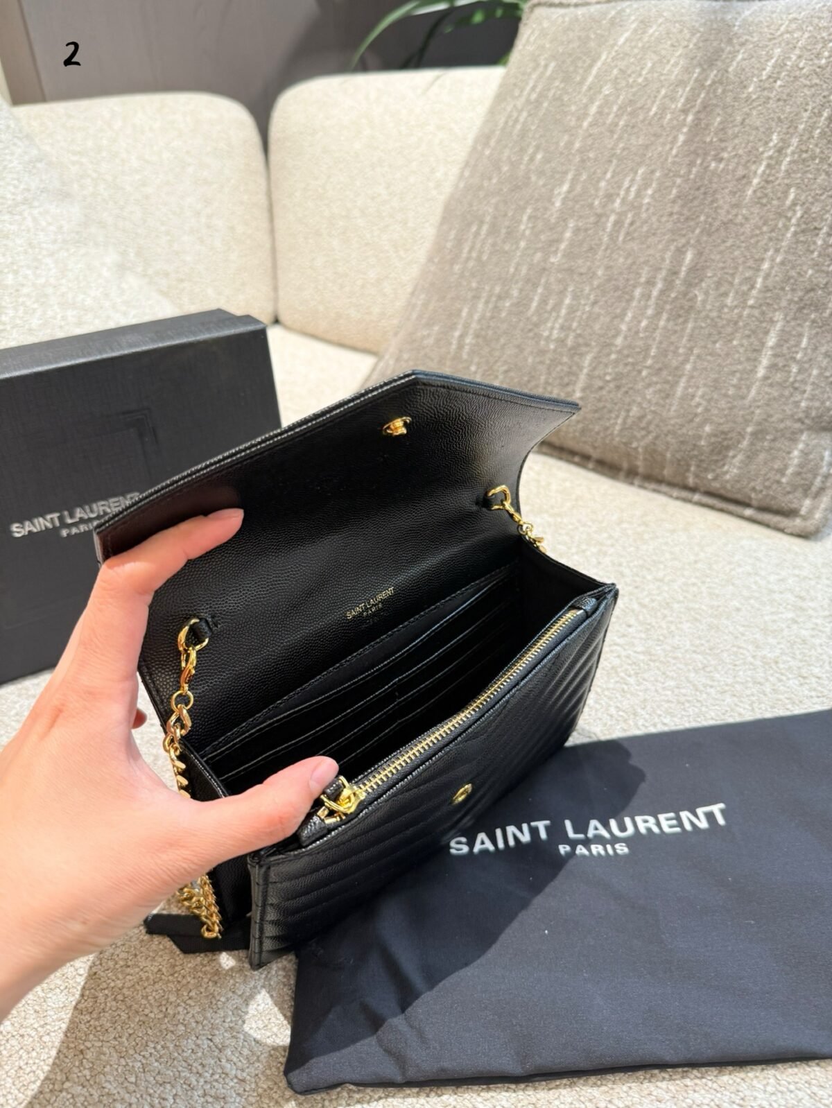 YSL Envelope Chain Wallet – Bag – Black — 8
