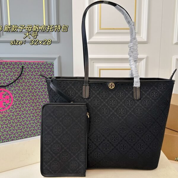 TB canvas tote bag with monogram