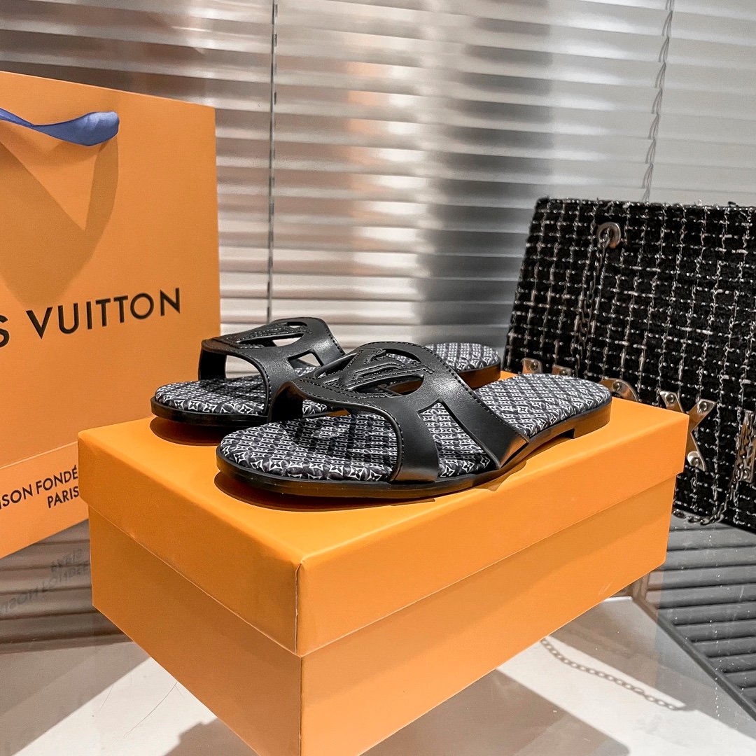 LV Paseo Flat Comfort Sandal Black/Monogram - Sandals - Image 3