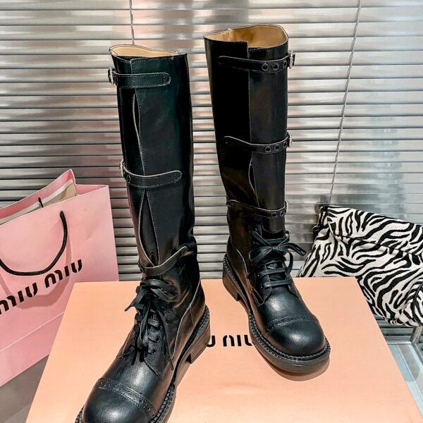 MIU Buckled Knee-High Boots - Boots