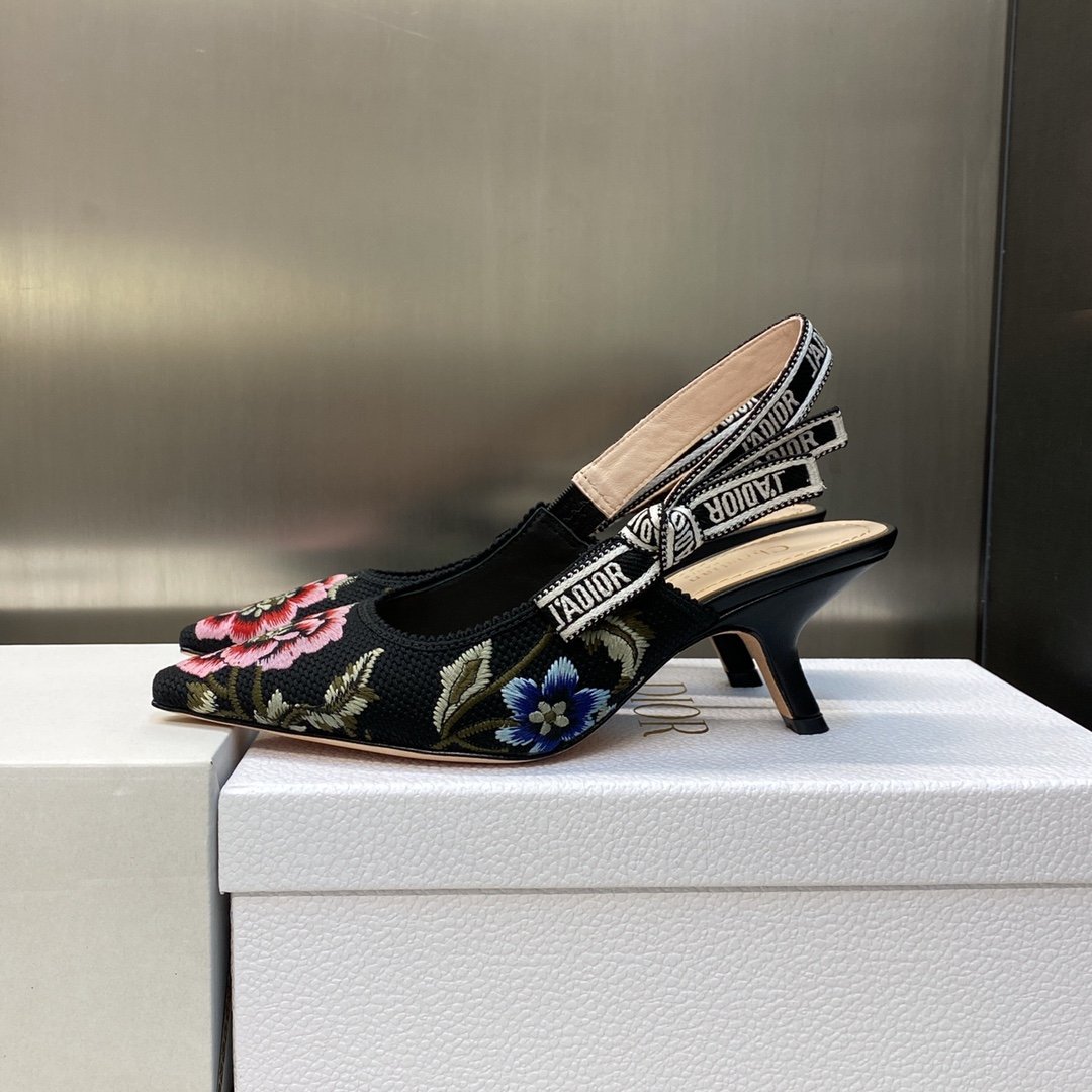 CD J'ACD Slingback Pumps Floral Embroidery - Heels - Image 4