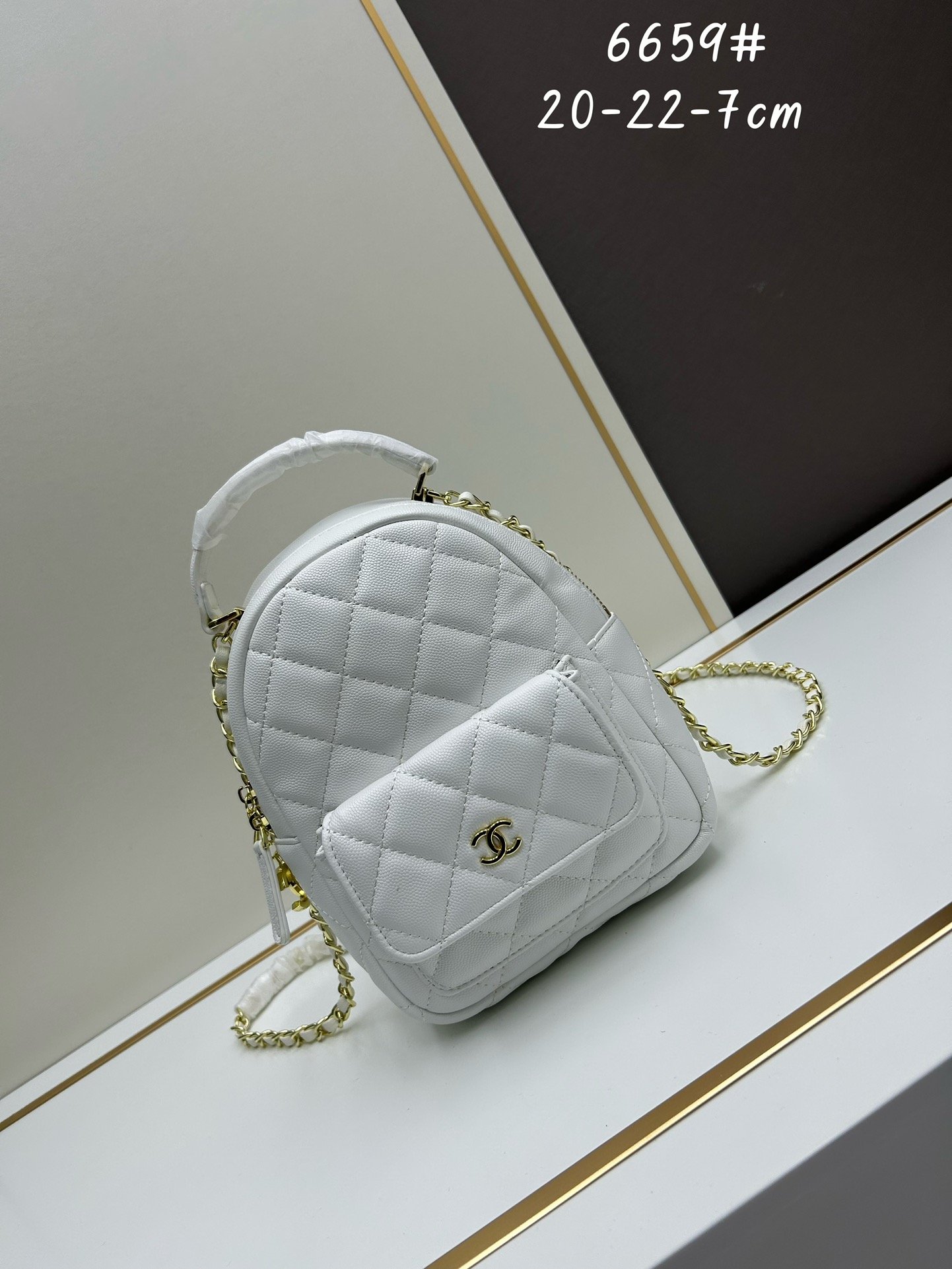 CC Coco Handle Backpack Black/White Leather - Bag - Image 2