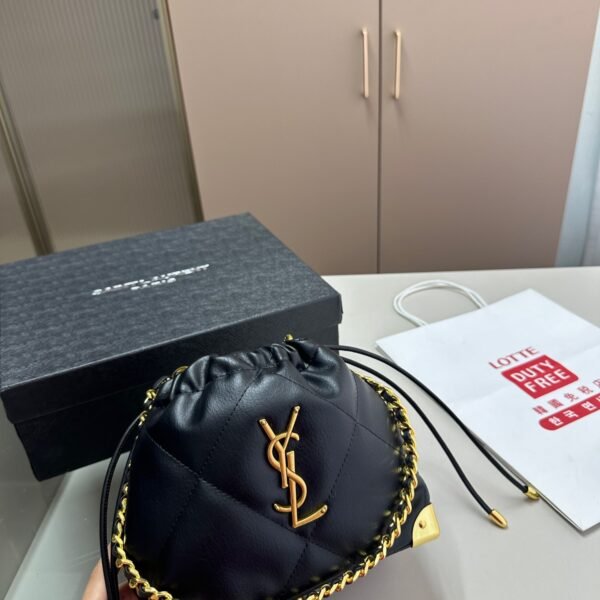 YSL Puffer Bucket Small Black Leather - Bag
