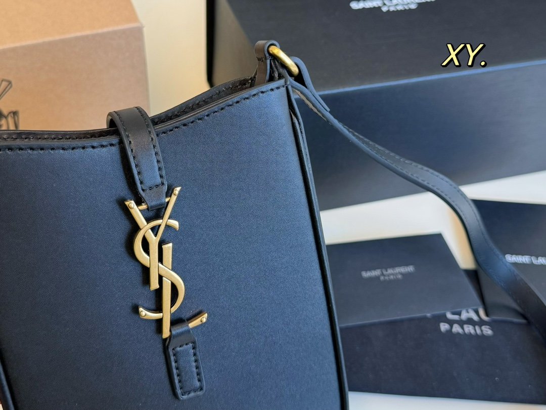 YSL Monogram Phone Holder Black Leather - Bag - Image 4