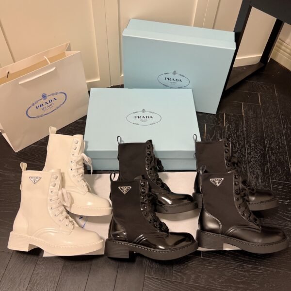 PR Monolith Combat Boots White and Black Leather - Boots