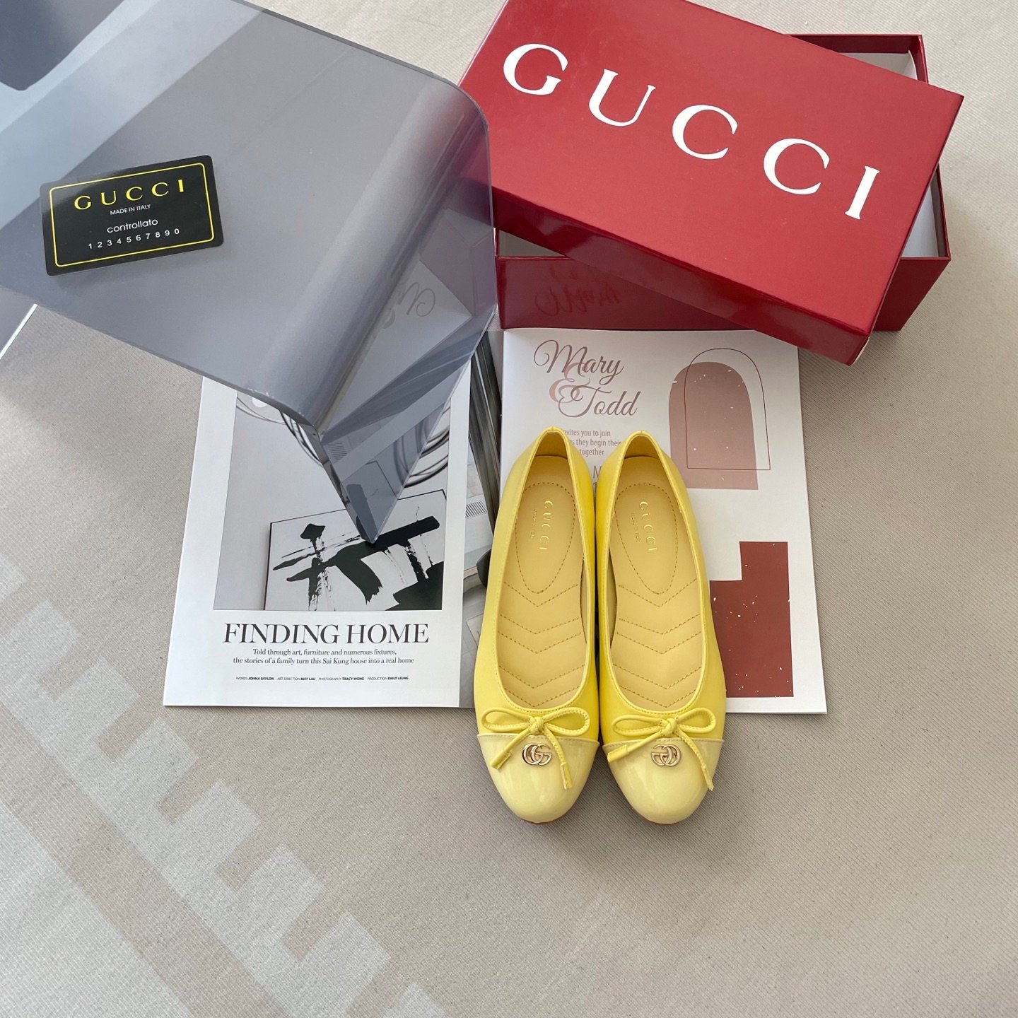 GG GG Marmont Ballet Flats Yellow Leather - Shoes - Image 5