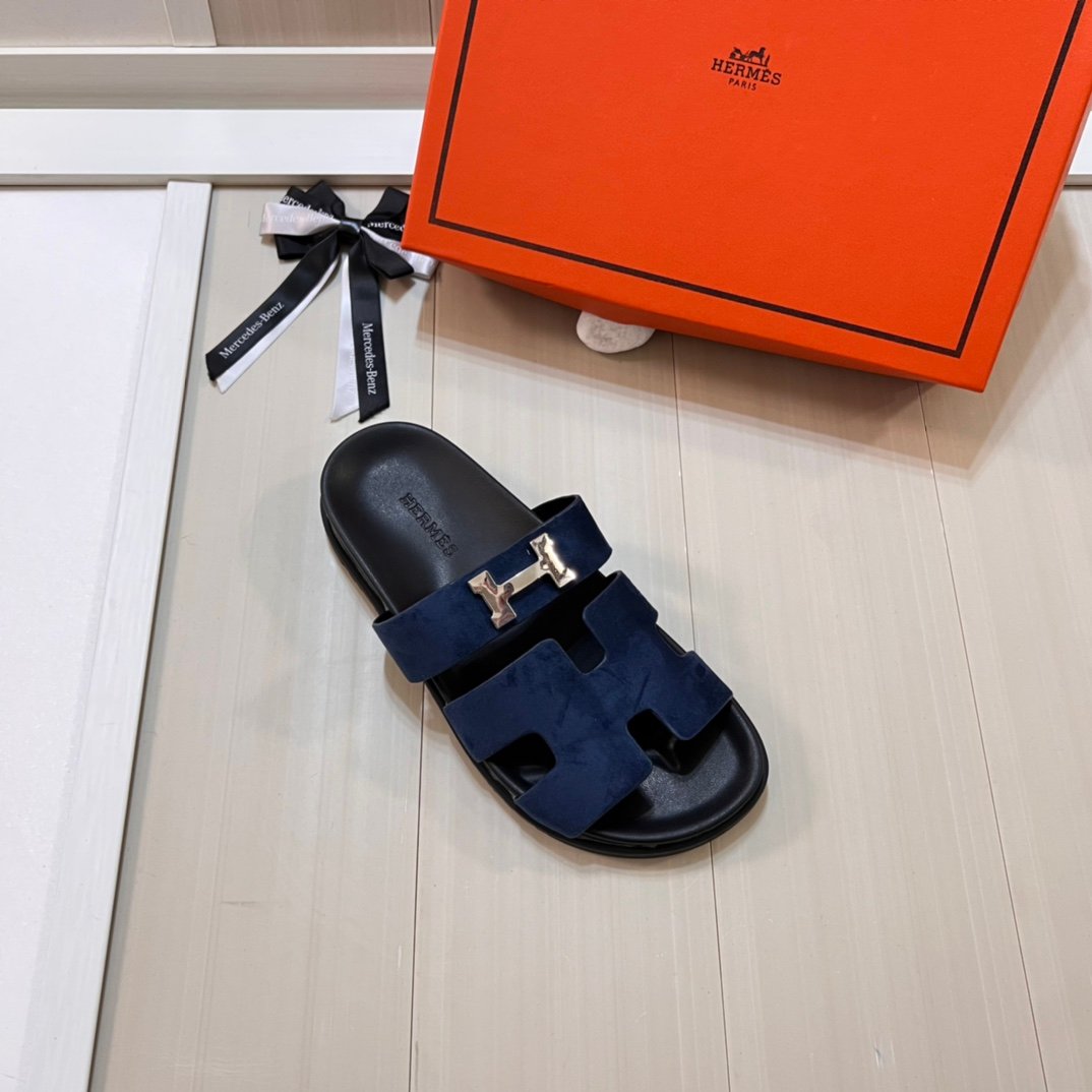 HM Izmir Sandals Blue Suede - Slides - Image 4