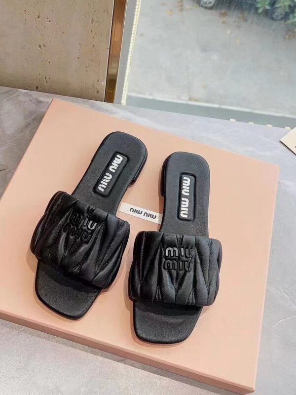 MIU Quilted Square Toe Slides – Slide