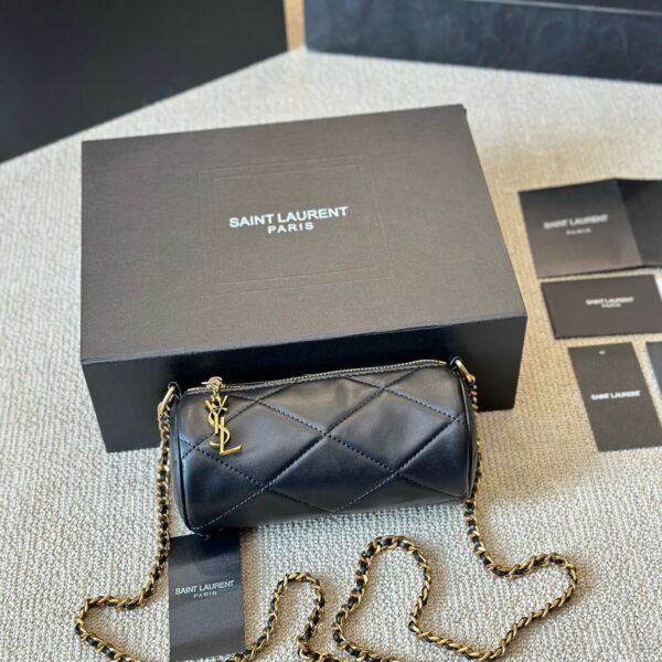 YSL Round Camera Bag Black Leather - Bag