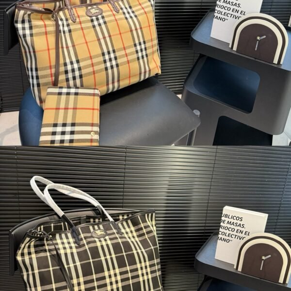 BBR Vintage Check Reversible Tote Beige/Black Check - Bag