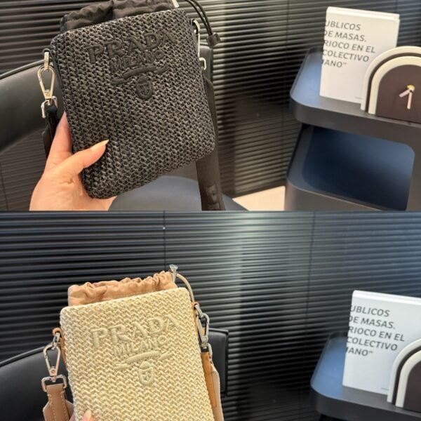 PR Raffia and Leather Pouch - Bag