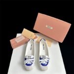 MIU Ballet Flats White/Blue Leather – Shoes