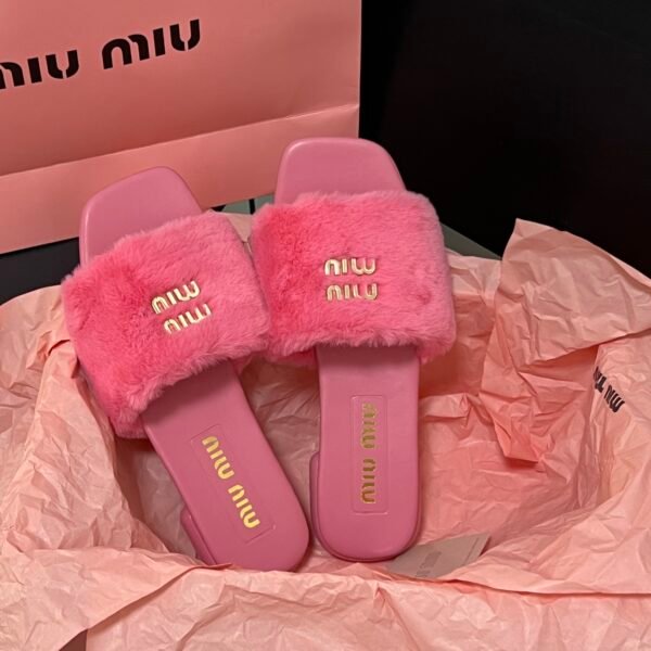 MIU Faux Fur Slides - Slides