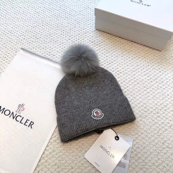 MCL Pom Pom Beanie Grey Wool - Hat