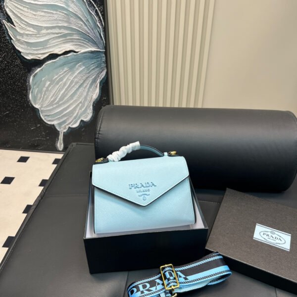 PR Saffiano Leather Envelope Light Blue - Bag