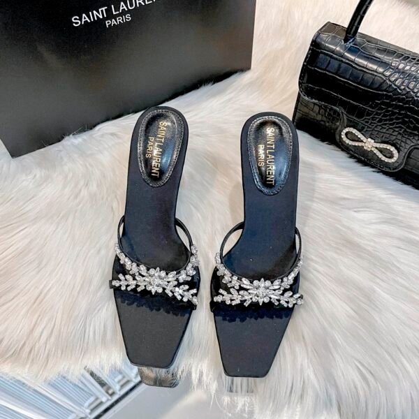 YSL Cassandra Crystal Embellished Sandals - Heels