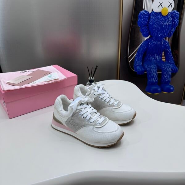 MIU Logo Sneakers White Canvas - Sneakers