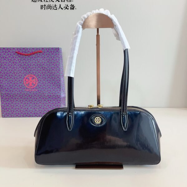 Tb Patent Leather Bowling Shoulder Bag