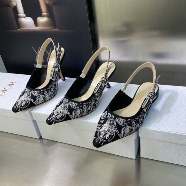 CD J'ACD Slingback Pump Black Toile de Jouy - Heels