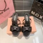 MIU Glitter Bow Sandals – Heels