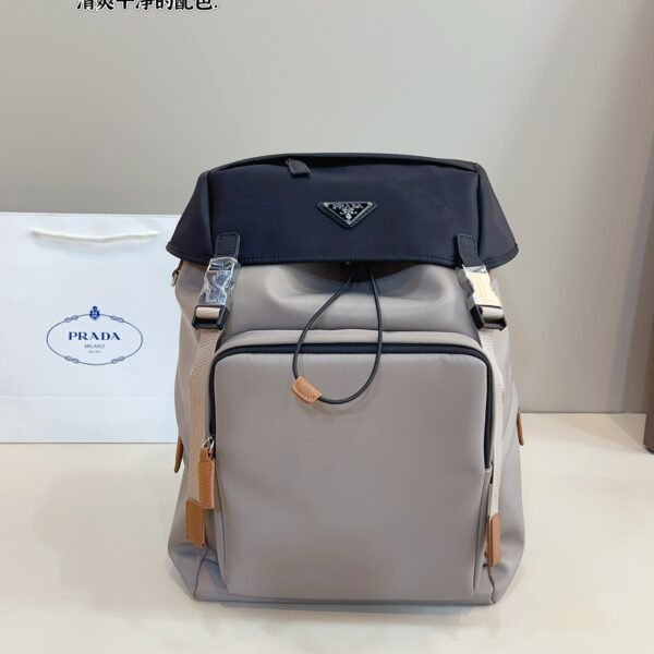 PR Triangle Logo Backpack Grey and Black Nylon - Bag