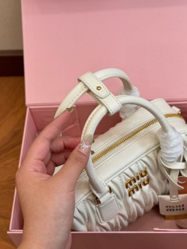 MIU Matelassé Bowling Bag White Leather – Sac