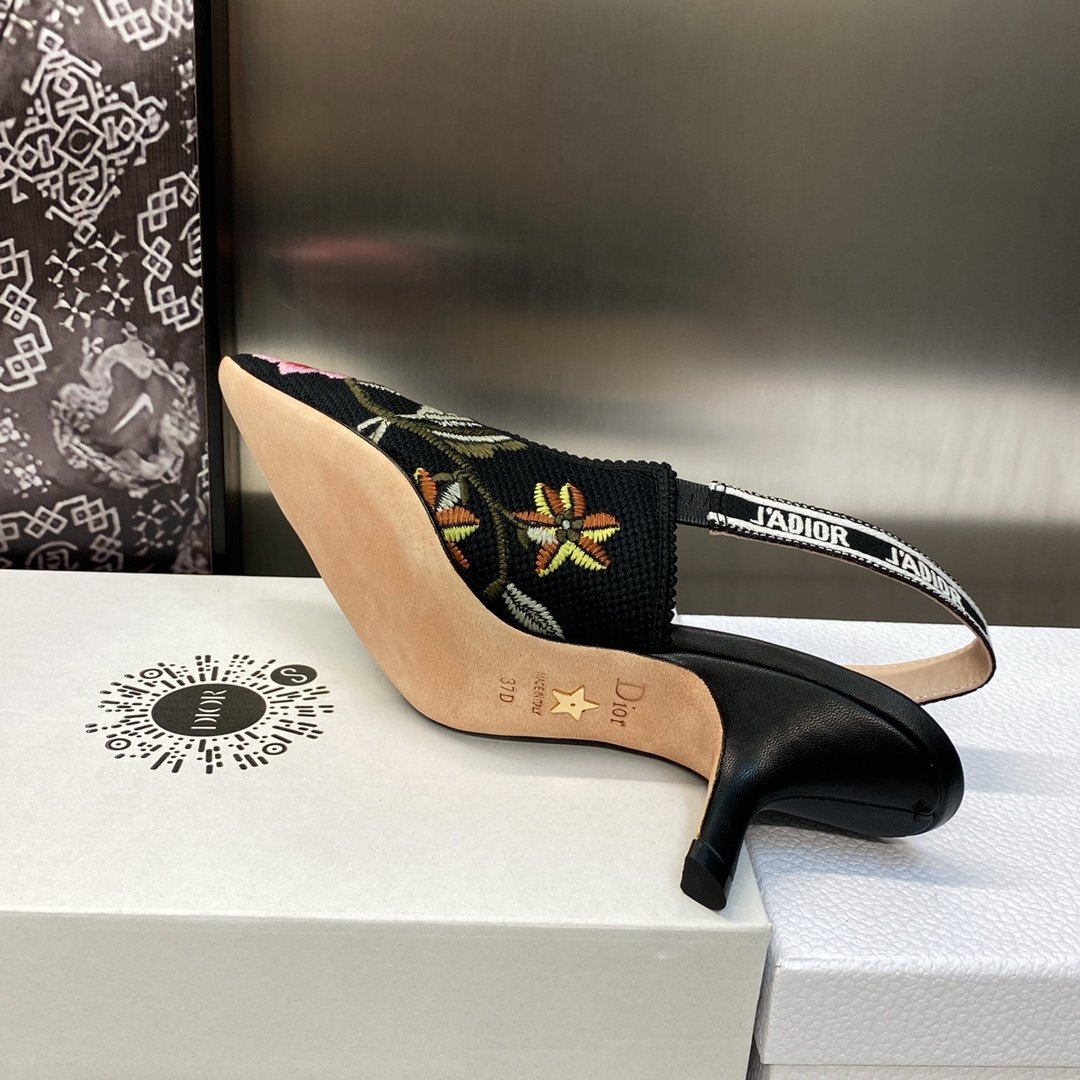 CD J'ACD Slingback Pumps Floral Embroidery - Heels - Image 9
