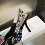 CD J'ACD Slingback Pump Black Embroidered Fabric – Scarpe con tacco