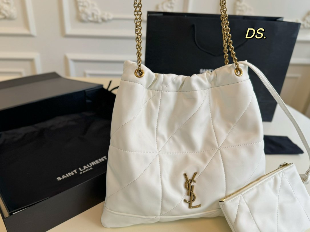 YSL Jamie Puffer White Leather - Bag - Image 2