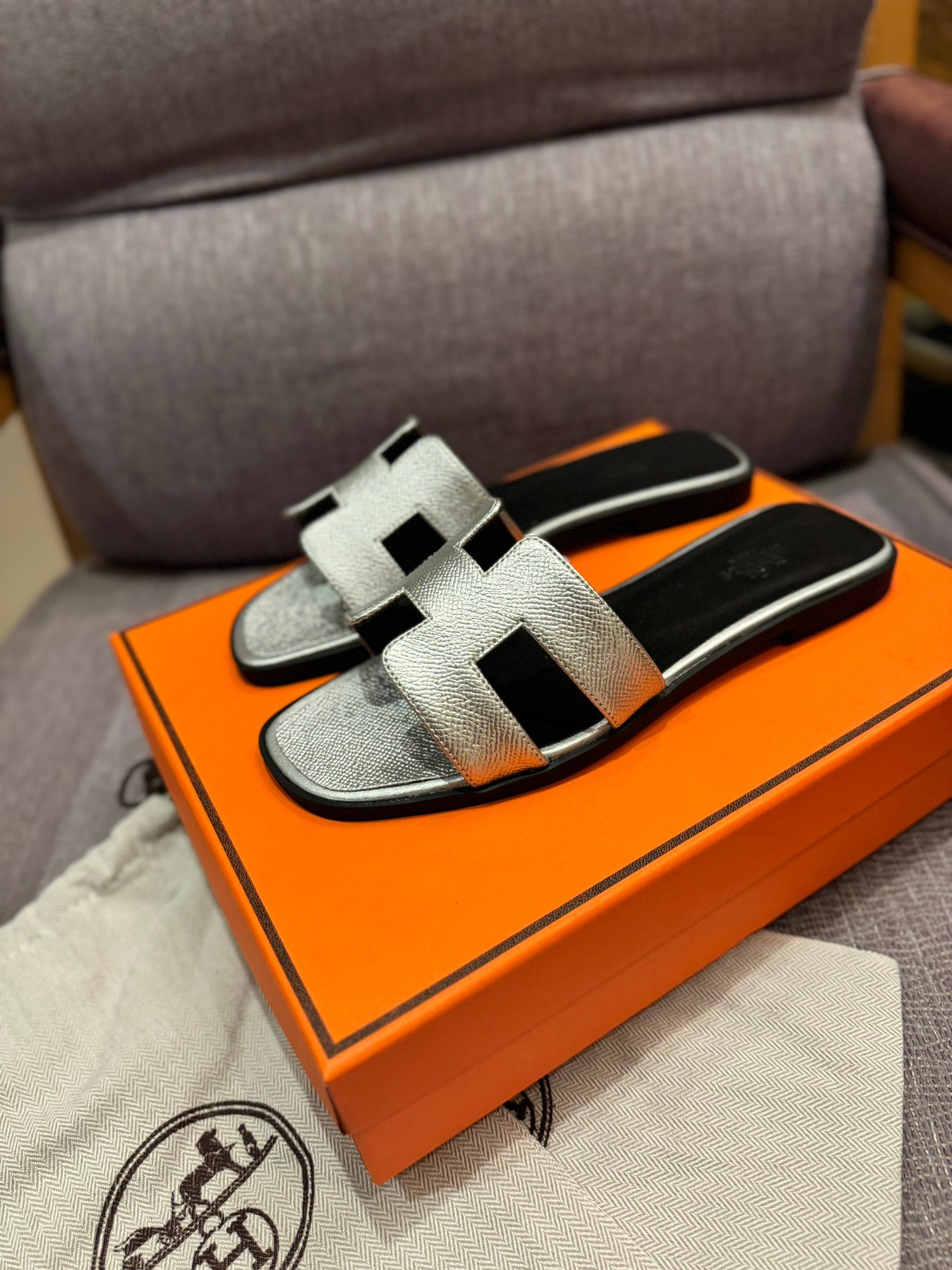 HM Oran Sandals Silver Leather - Sandals