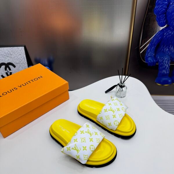 LV Pool Pillow Comfort Yellow Monogram - Slides