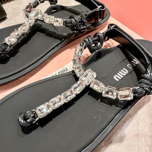MIU Crystal Embellished Sandals - Sandals