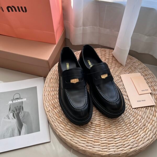 MIU Metal Logo Loafers - Shoes