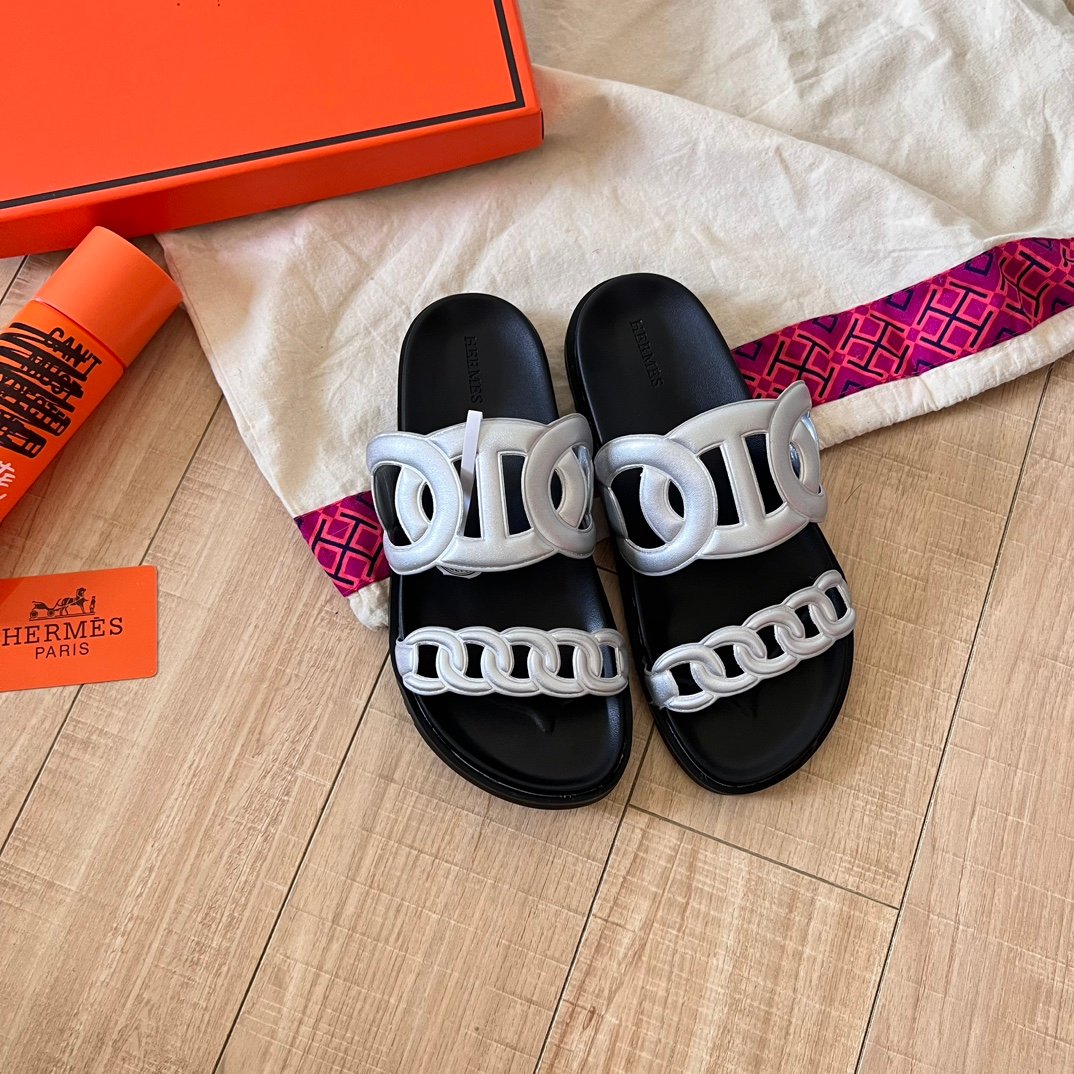 HM Chaine d'Ancre Silver/Black - Slides
