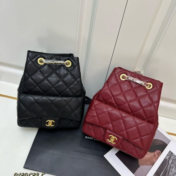 CC Gabrielle Backpack Black/Red Leather - Backpack