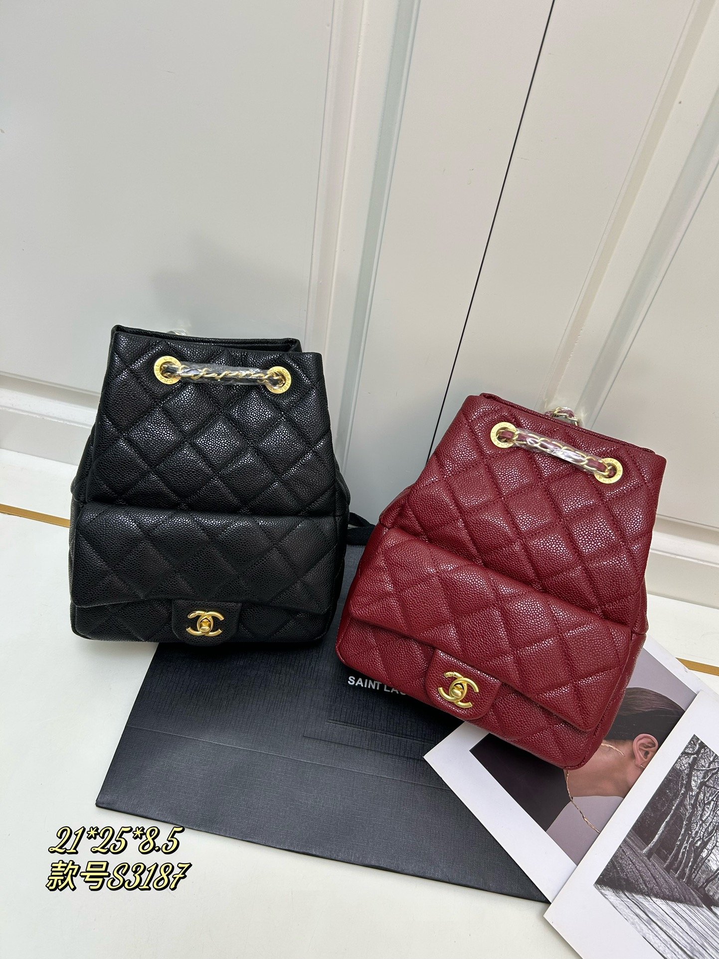 CC Gabrielle Backpack Black/Red Leather - Backpack