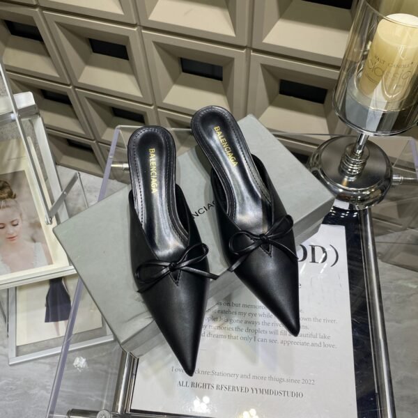 BAL Bow Pointed-Toe Mules - Heels