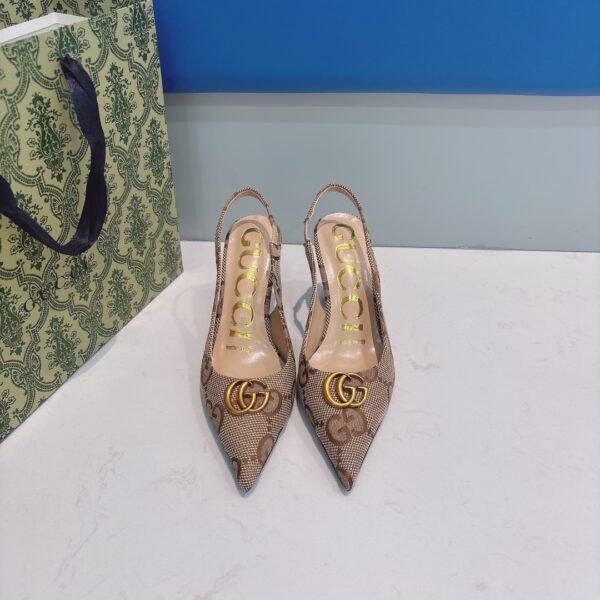 GG Double G Slingback Pump Beige GG Canvas - Heels