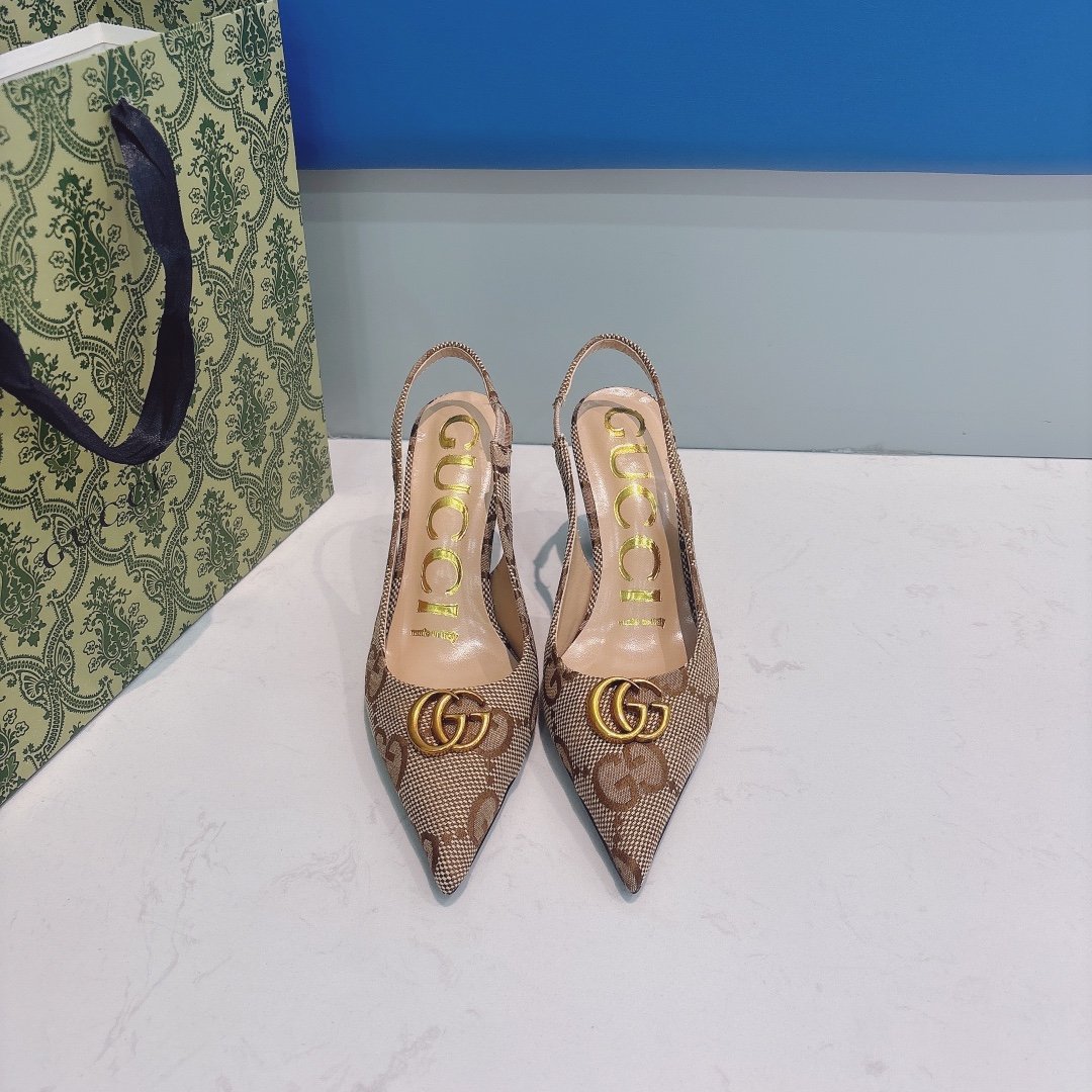 GG Double G Slingback Pump Beige GG Canvas - Heels