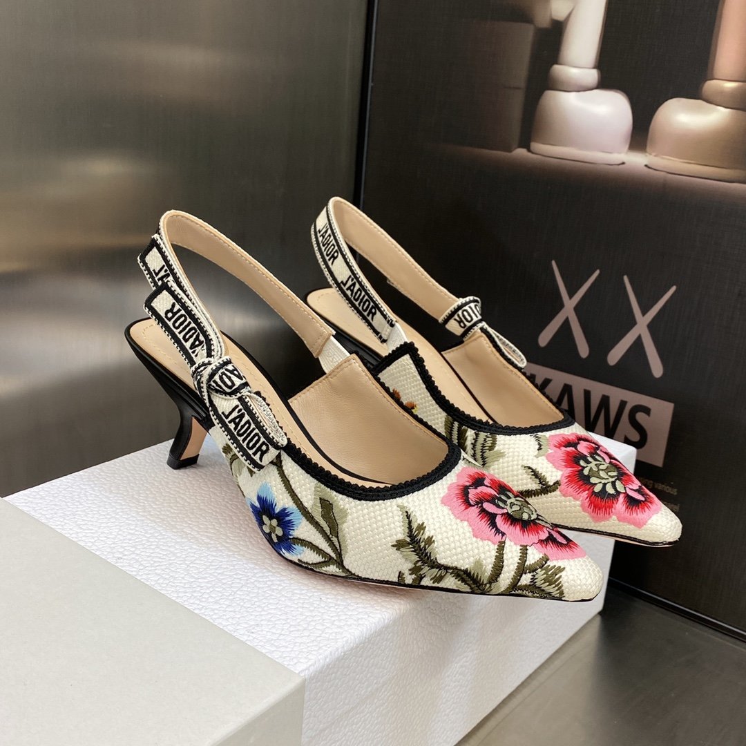 CD J'ACD Slingback Pump Embroidered Canvas - Heels