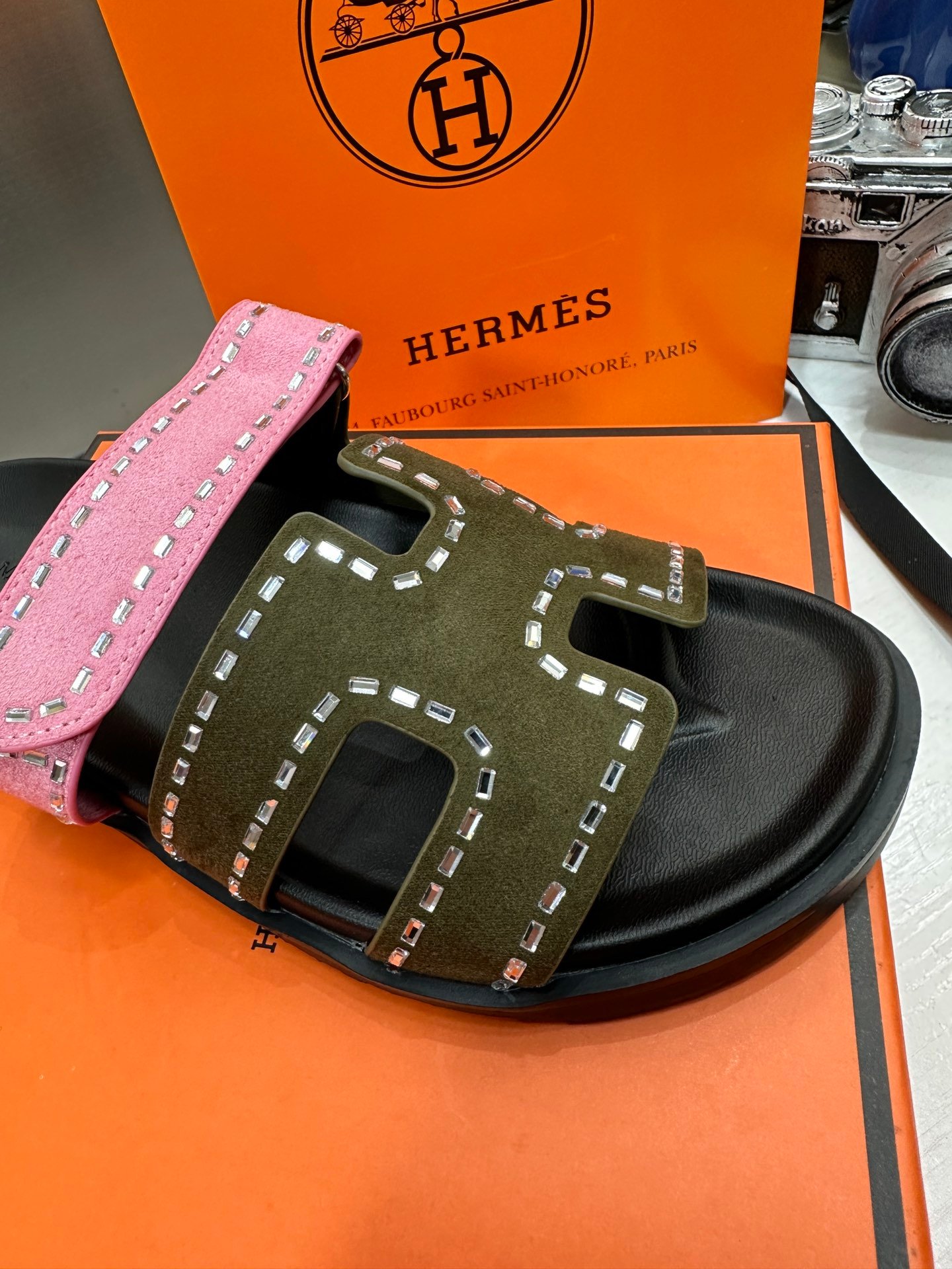HM Chypre Sandals Pink/Olive Suede - Sandals - Image 5